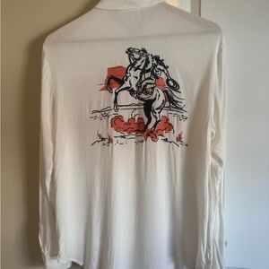 Ariat White Blouse with Black and Red Graphic